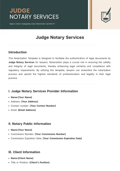 Free Judge Notary Services Template to Edit Online