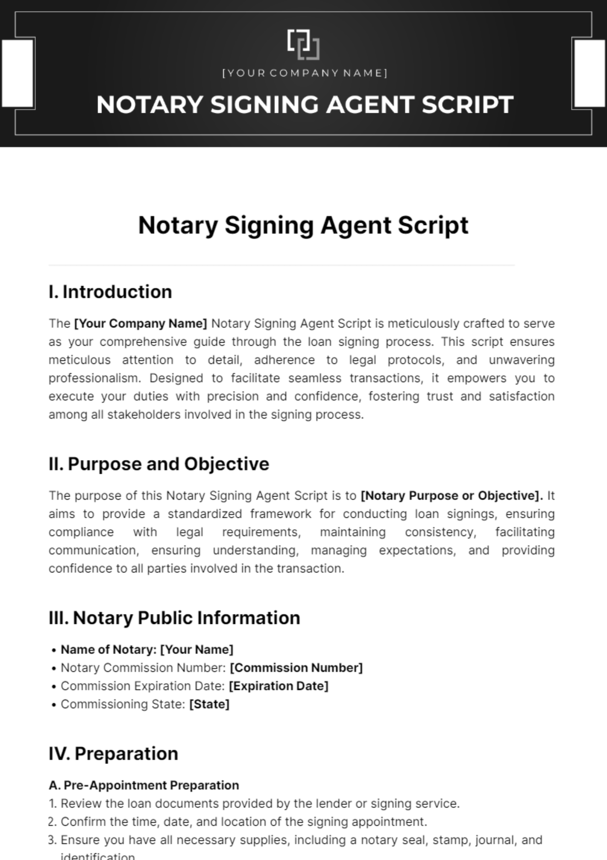 Notary Signing Agent Script Template