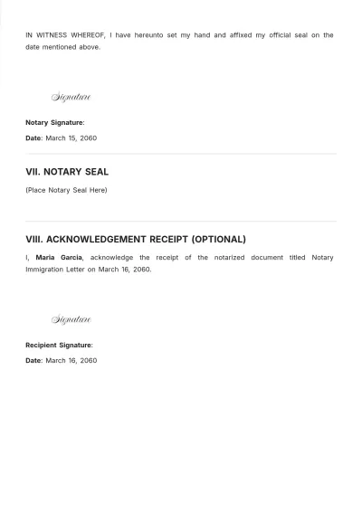 Free Notary Immigration Letter Template to Edit Online