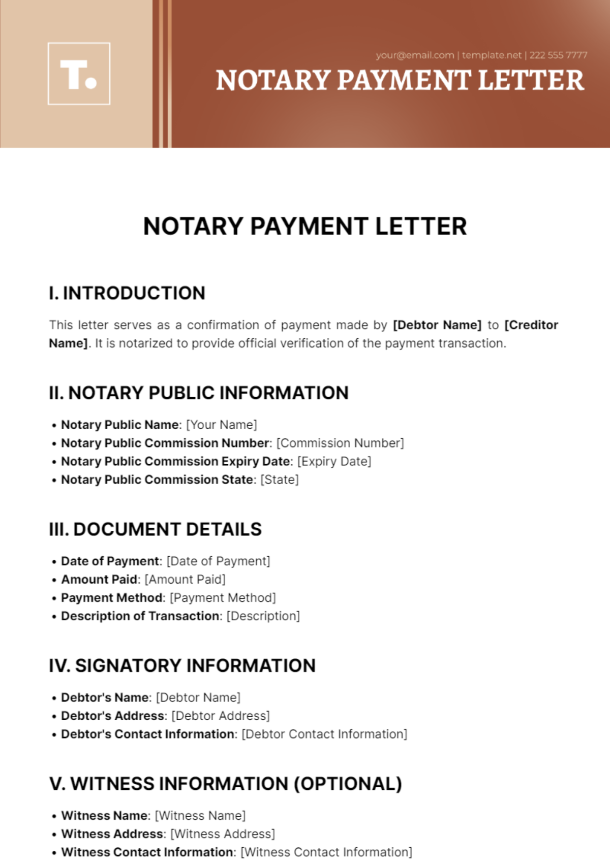 Notary Payment Letter Template