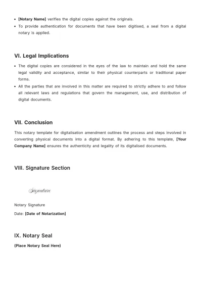 Free Notary Digitalisation For Amendment Template to Edit Online