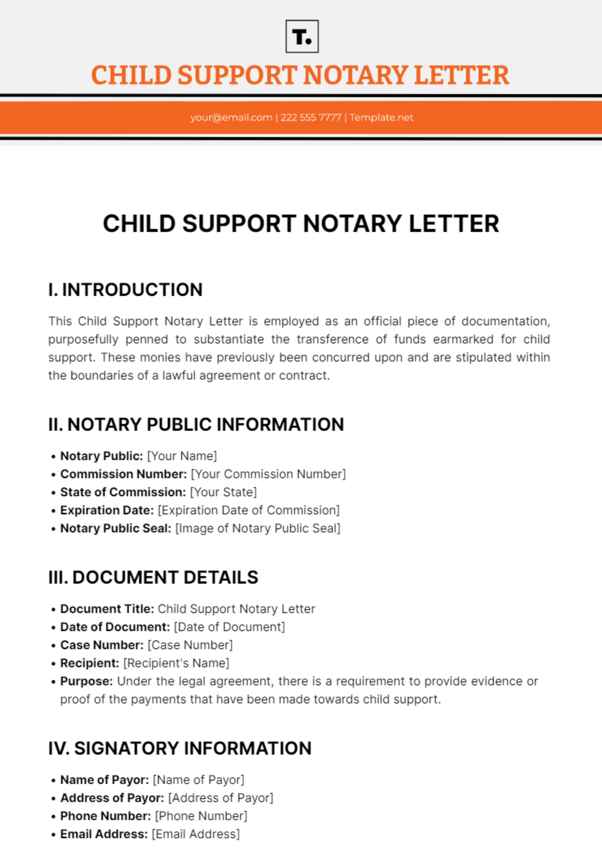 Free Child Support Notary Letter Template
