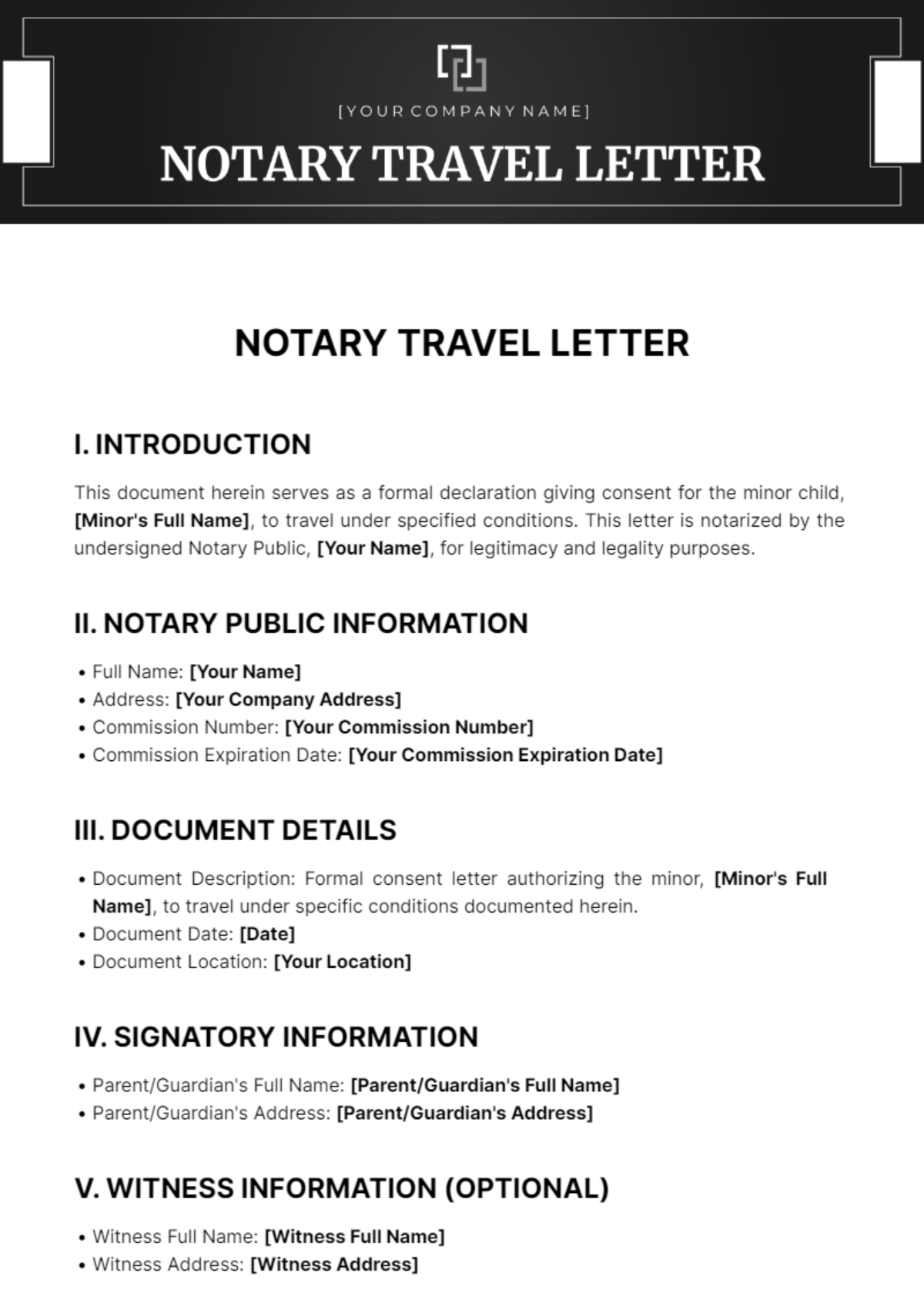 Free Notary Travel Letter Template