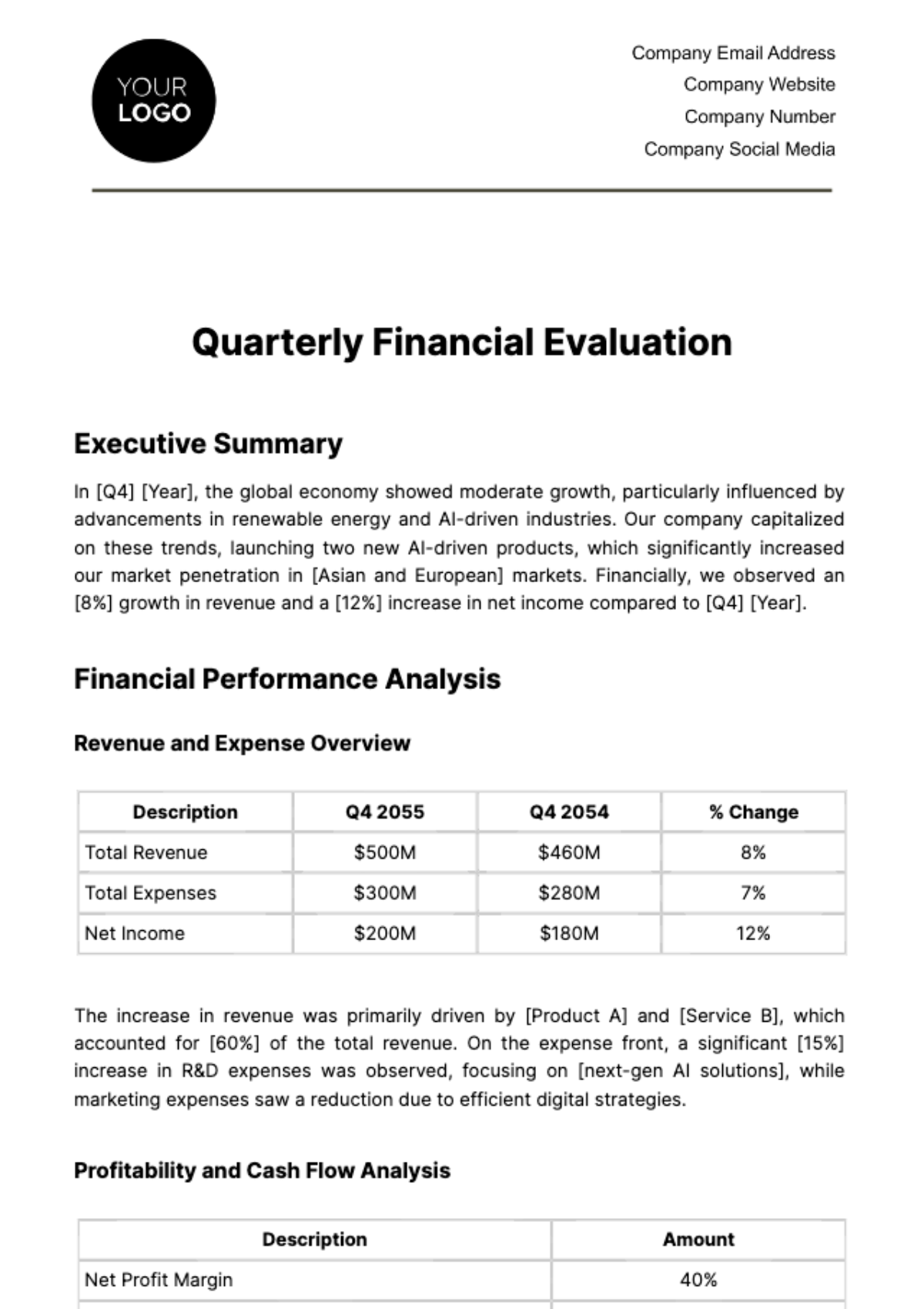 Free Quarterly Financial Evaluation Template