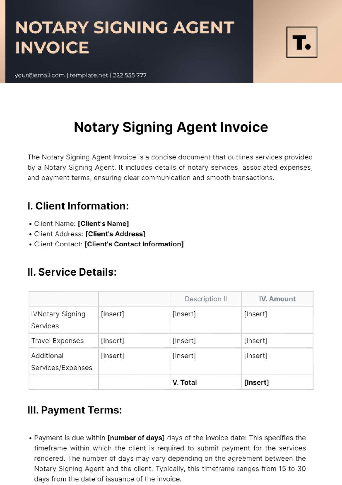 Notary Signing Agent Invoice Template - Edit Online & Download