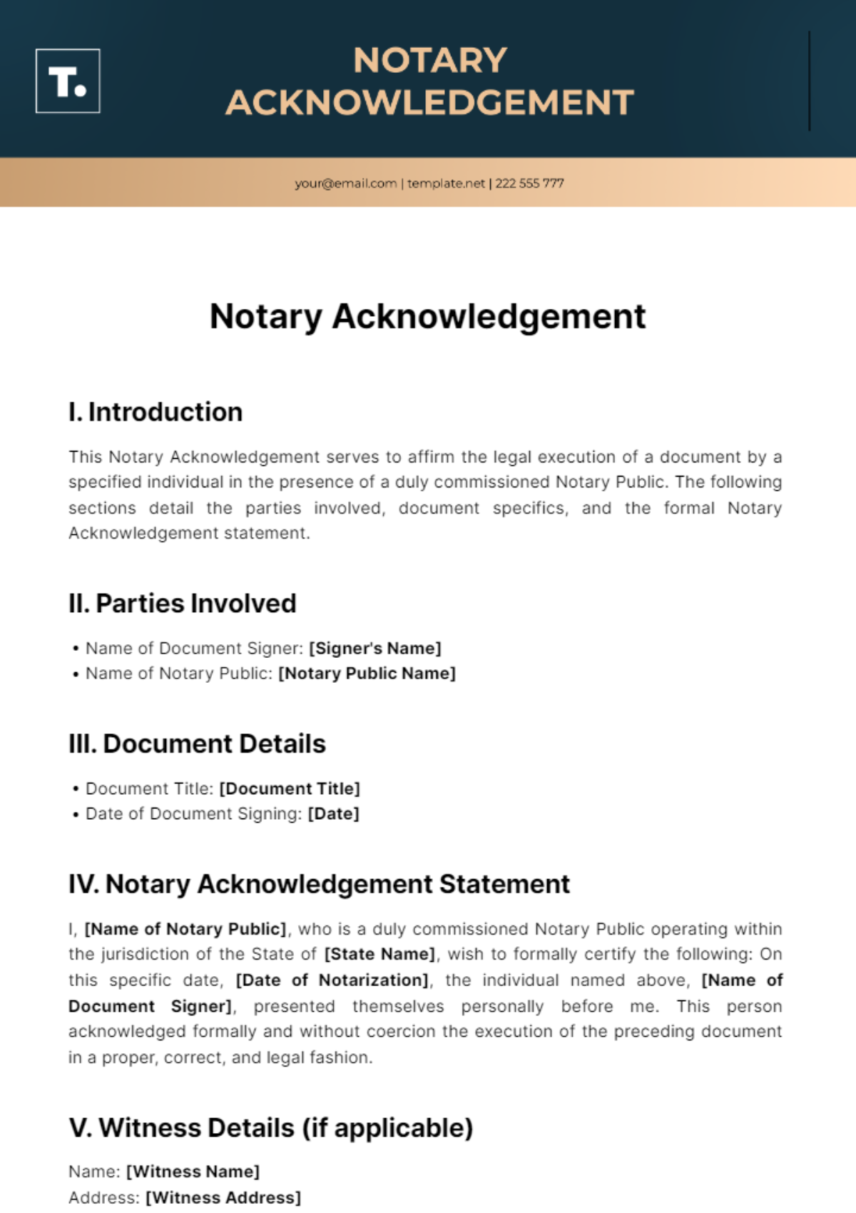 Notary Acknowledgement Template
