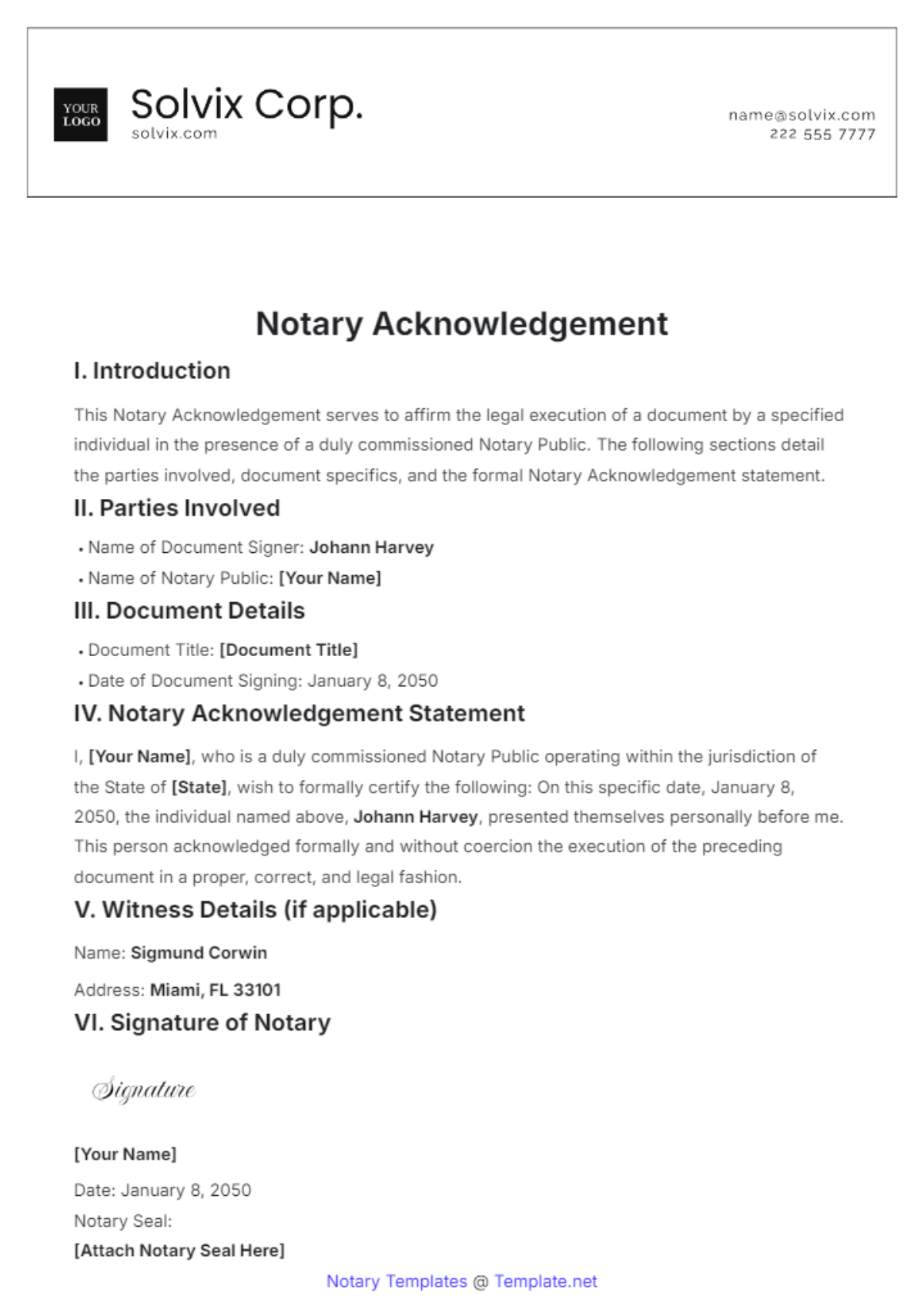 Notary Acknowledgement Template - Edit Online & Download