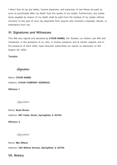 Free Basic Will Design Template to Edit Online