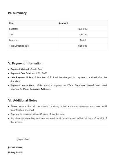 Free Notary Public Personalized Invoice Template & AI Invoice Maker