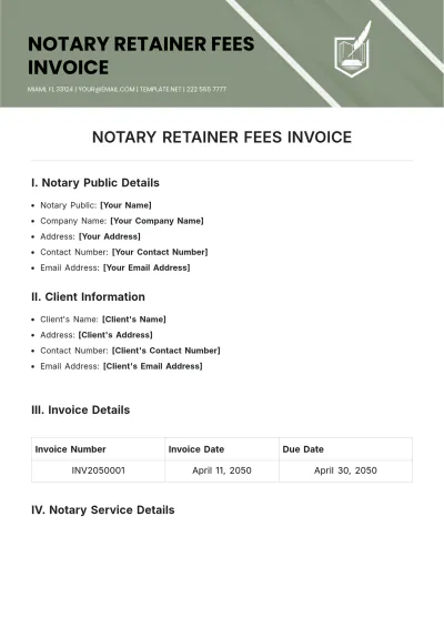 Free Notary Retainer Fees Invoice Template & AI Invoice Maker