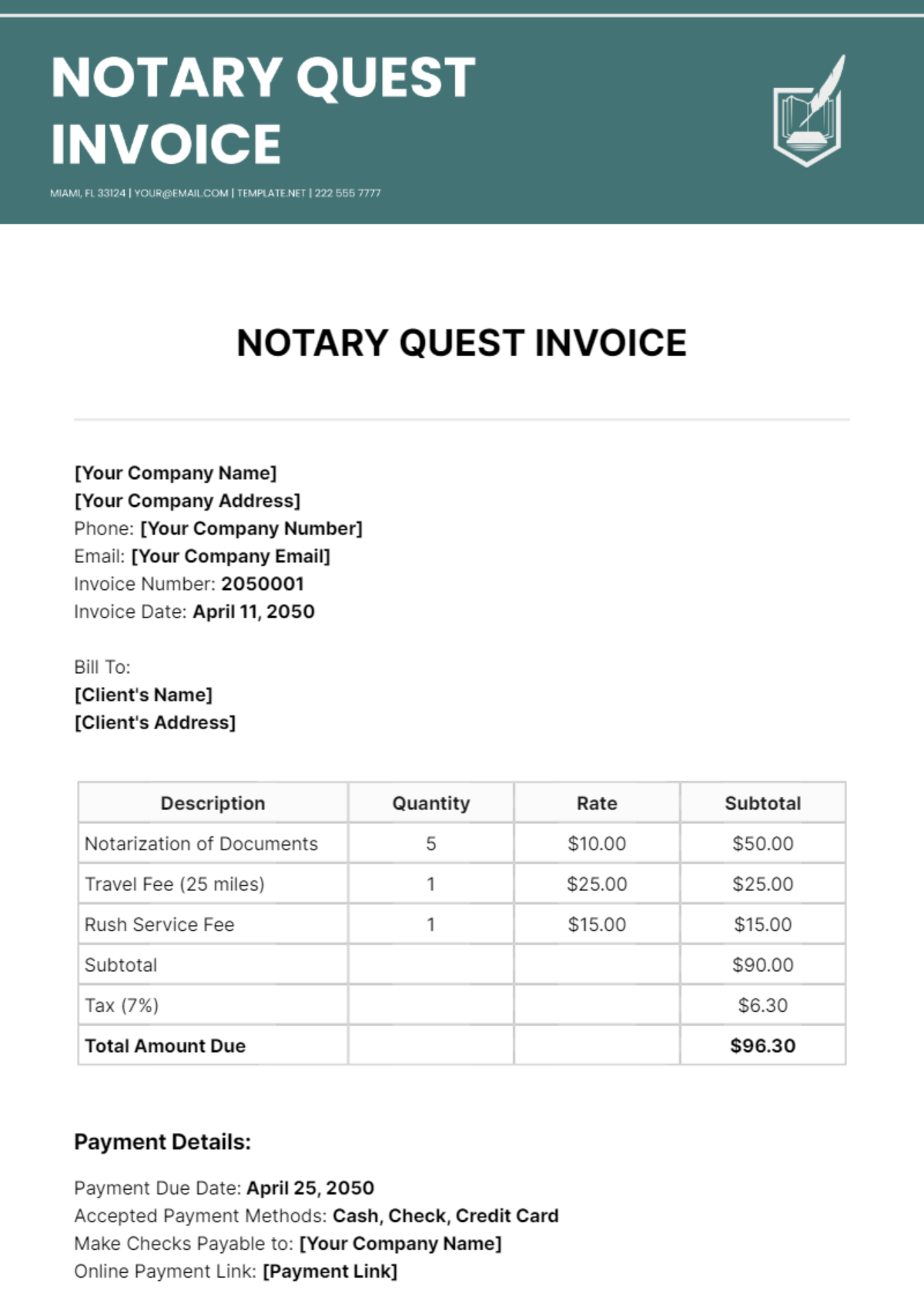 Free Notary Quest Invoice Template