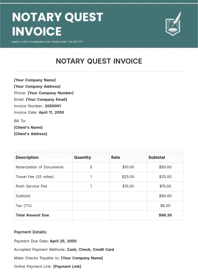 Free Notary Quest Invoice Template & AI Invoice Maker