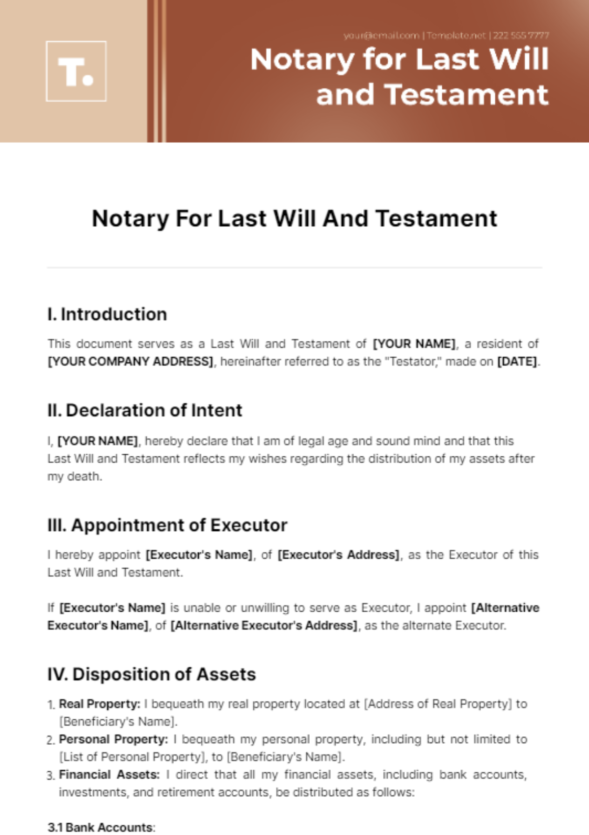 Notary For Last Will And Testament Template