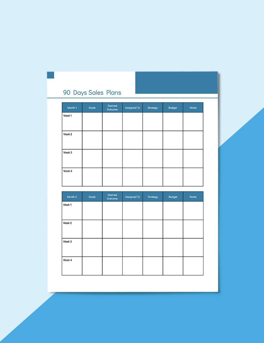 90 Day Sales Planner Template