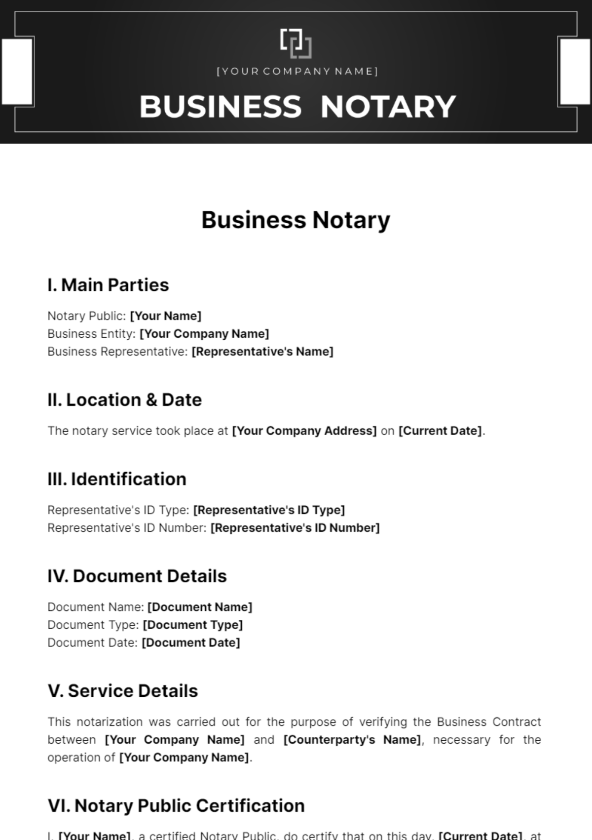 Business Notary Template