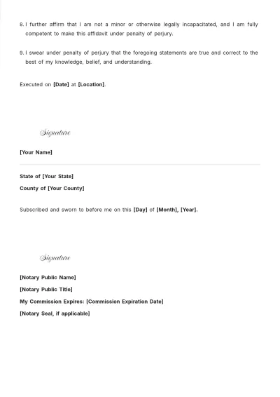 Free Notary For Affidavit Of Social Security Template to Edit Online