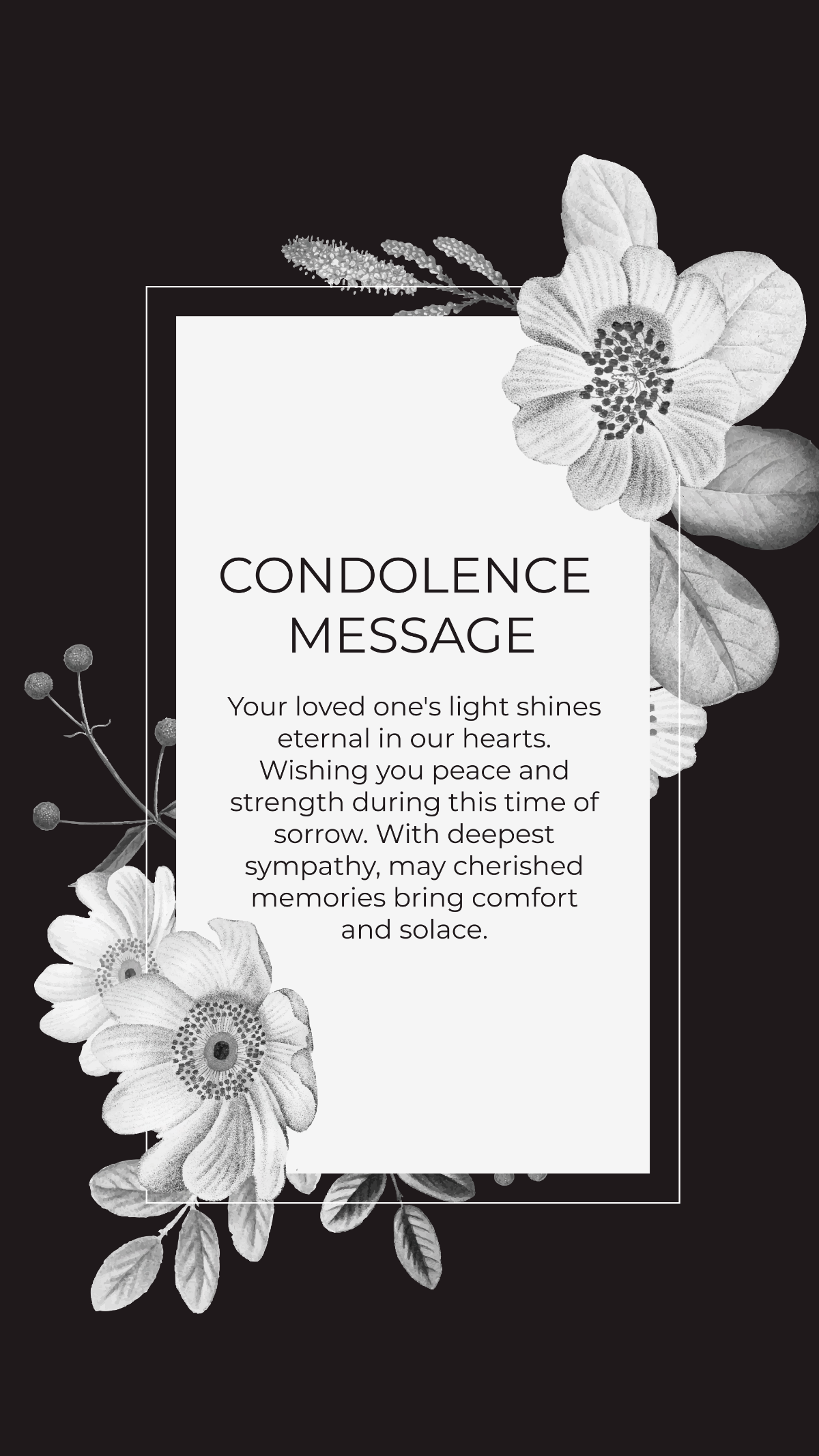 Condolence Message Card Template
