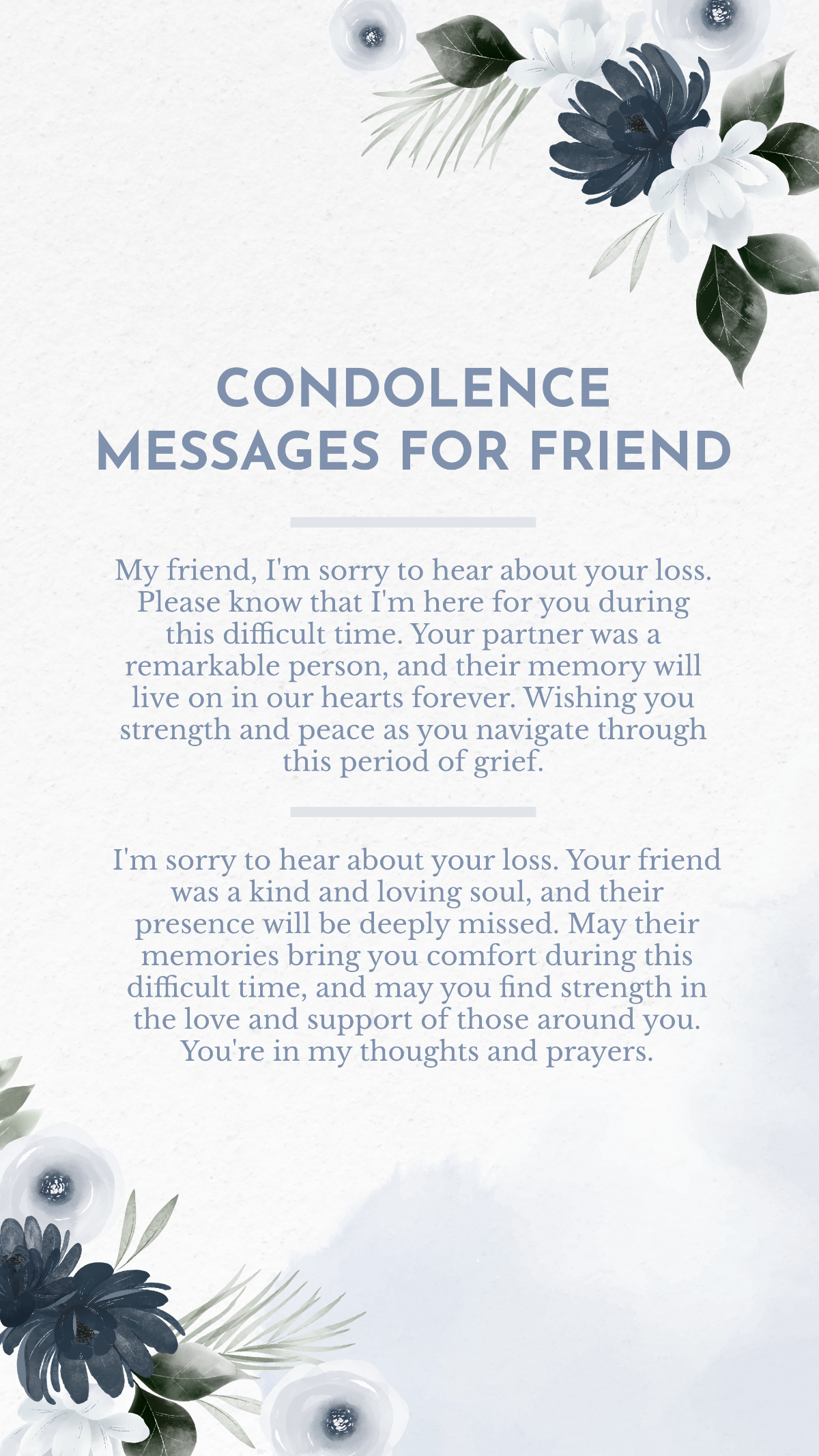 Condolence Messages For Friend Template