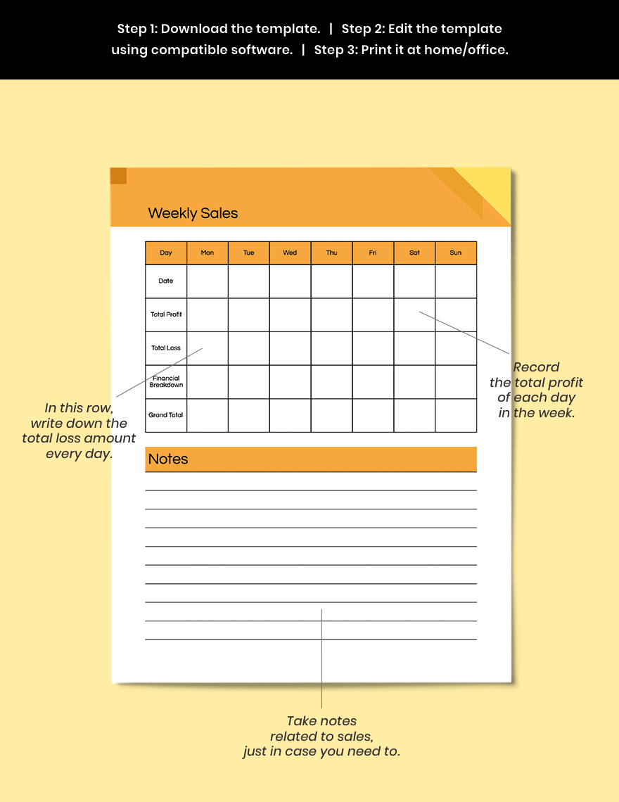 Weekly Sales Planner Template