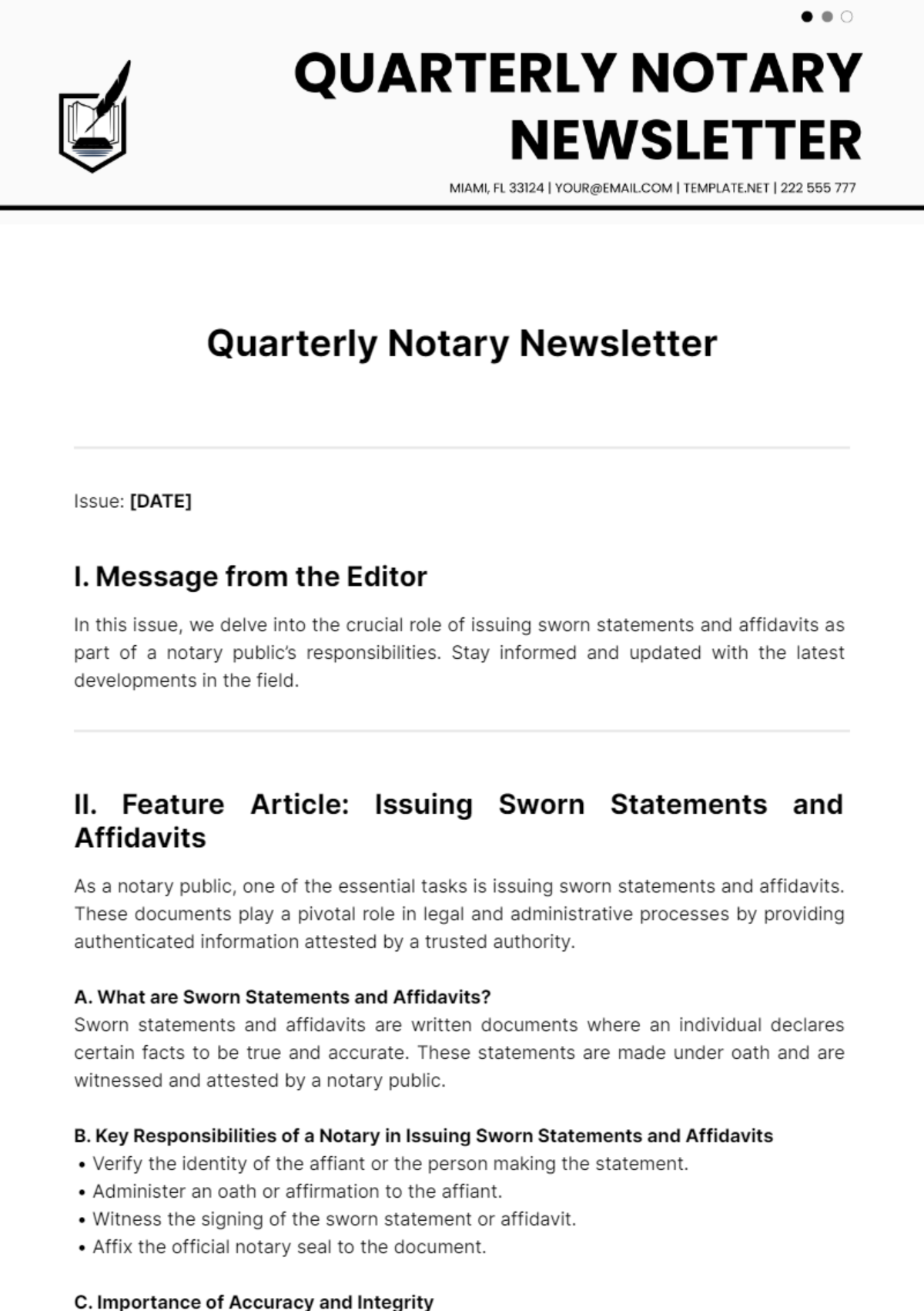 Quarter Notary Newsletter Template