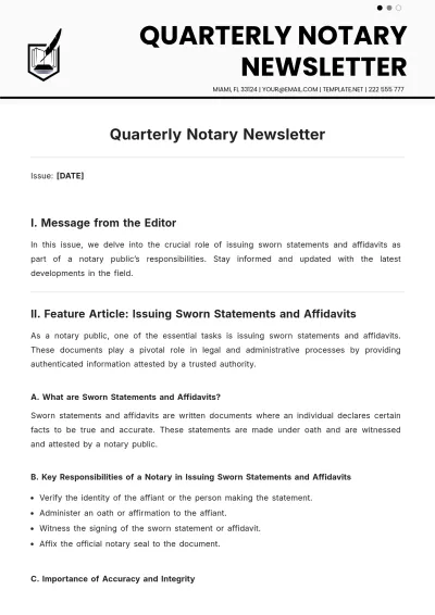 Free Quarter Notary Newsletter Template & AI Newsletter Maker