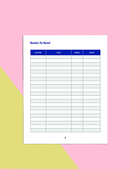 Book Journal Planner Template Editable