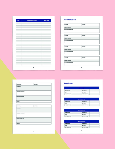 Book Journal Planner Template Printable