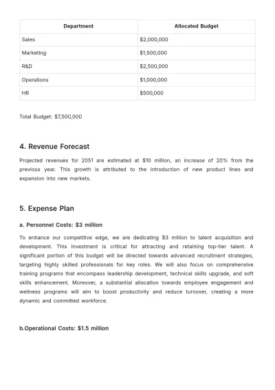 Free Finance Budget Program Plan Template to Edit Online
