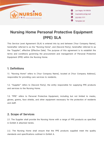 Free Nursing Home Personal Protective Equipment (PPE) SLA Template to Edit Online