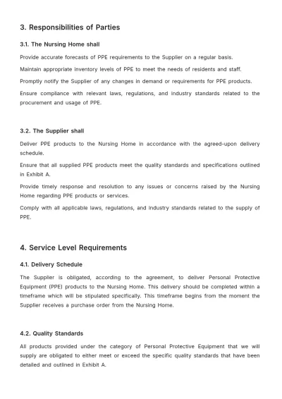 Free Nursing Home Personal Protective Equipment (PPE) SLA Template to Edit Online