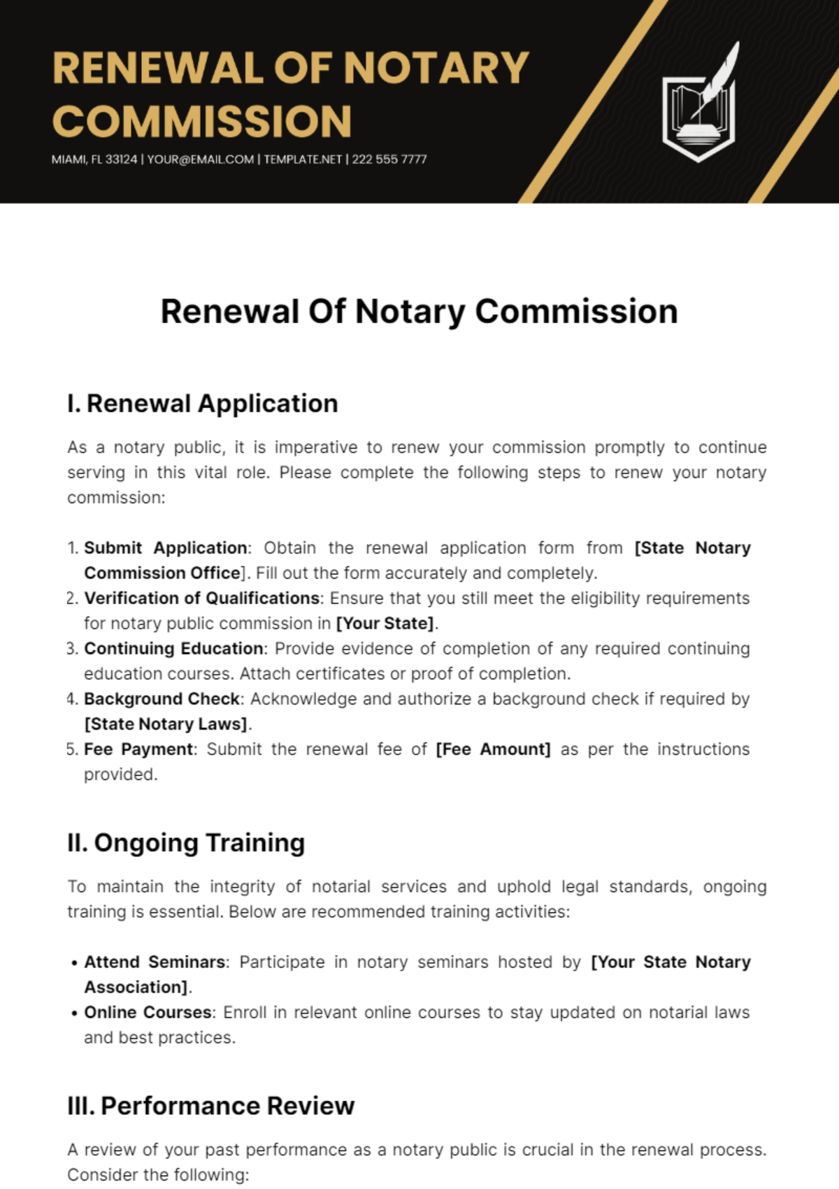 Renewal Of Notary Commission Template