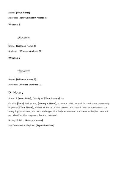 Free Business Will Template to Edit Online