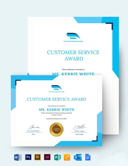 Free Editable Customer Service Certificate Template - Google Docs, Word ...