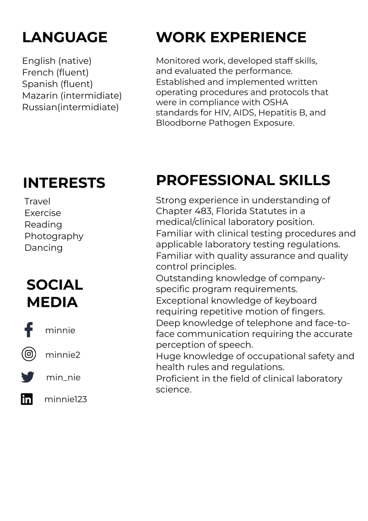Free Medical Lab Manager Resume Template to Edit Online