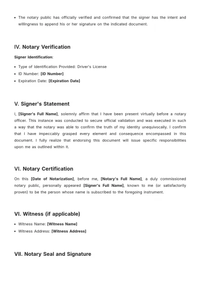 Free Remote Online Notary Acknowledgement Template to Edit Online