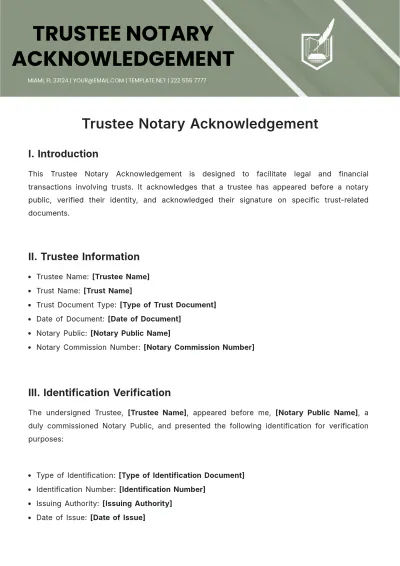 Free Trustee Notary Acknowledgement Template to Edit Online