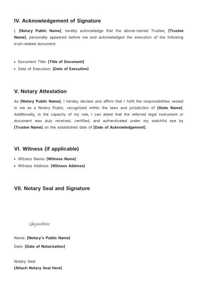Free Trustee Notary Acknowledgement Template to Edit Online