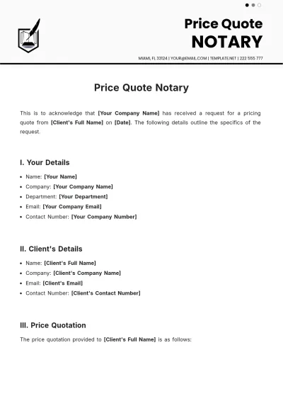 Free Price Quote Notary Template to Edit Online