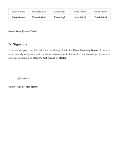 Free Price Quote Notary Template to Edit Online