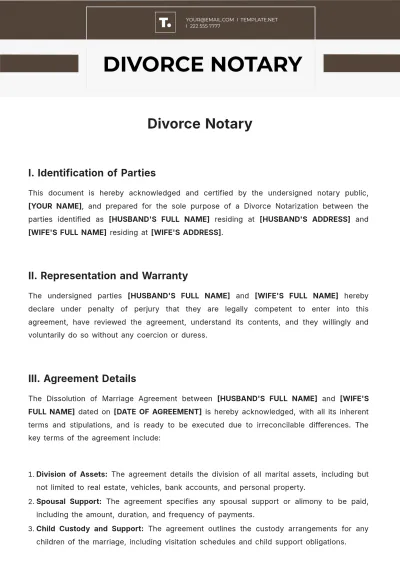 Free Divorce Notary Template to Edit Online