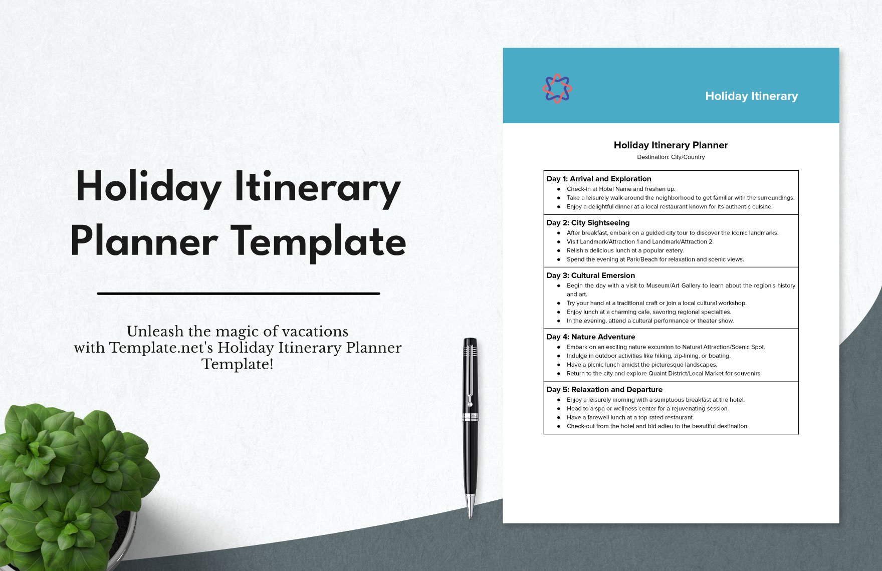 Holiday Itinerary Planner Template