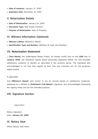 Free Competent Evidence Of Identity Notary Template to Edit Online