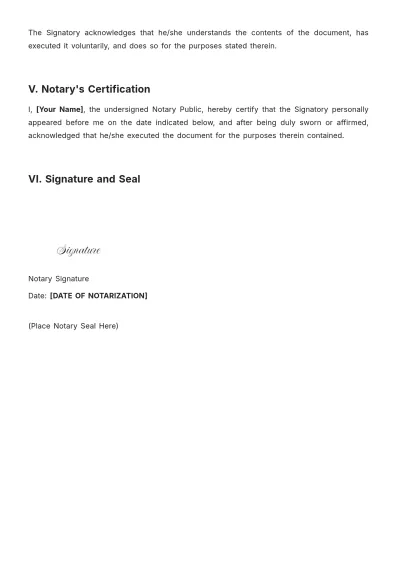 Free Notary Oath Affirmation Acknowledgement Template to Edit Online