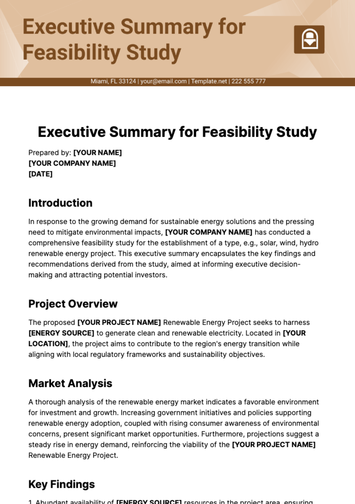 Executive Summary for Feasibility Study Template - Edit Online & Download