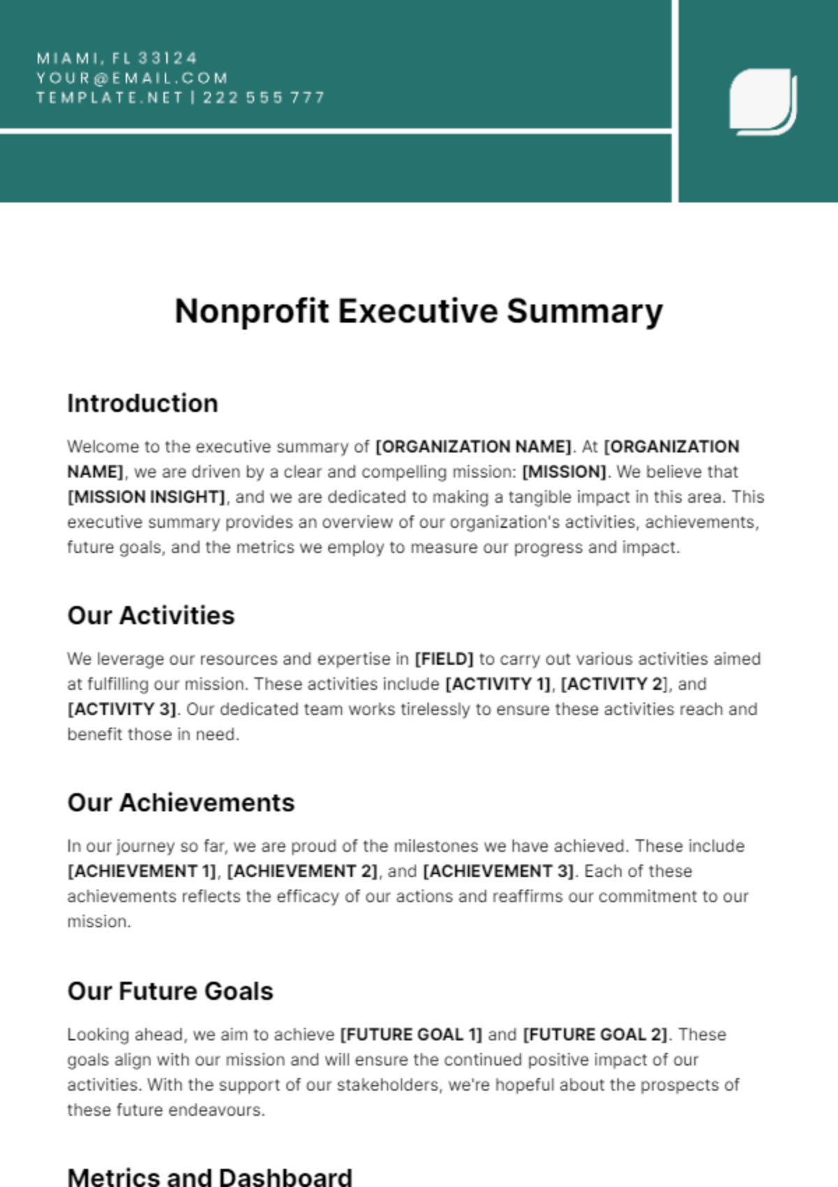 Nonprofit Executive Summary Template