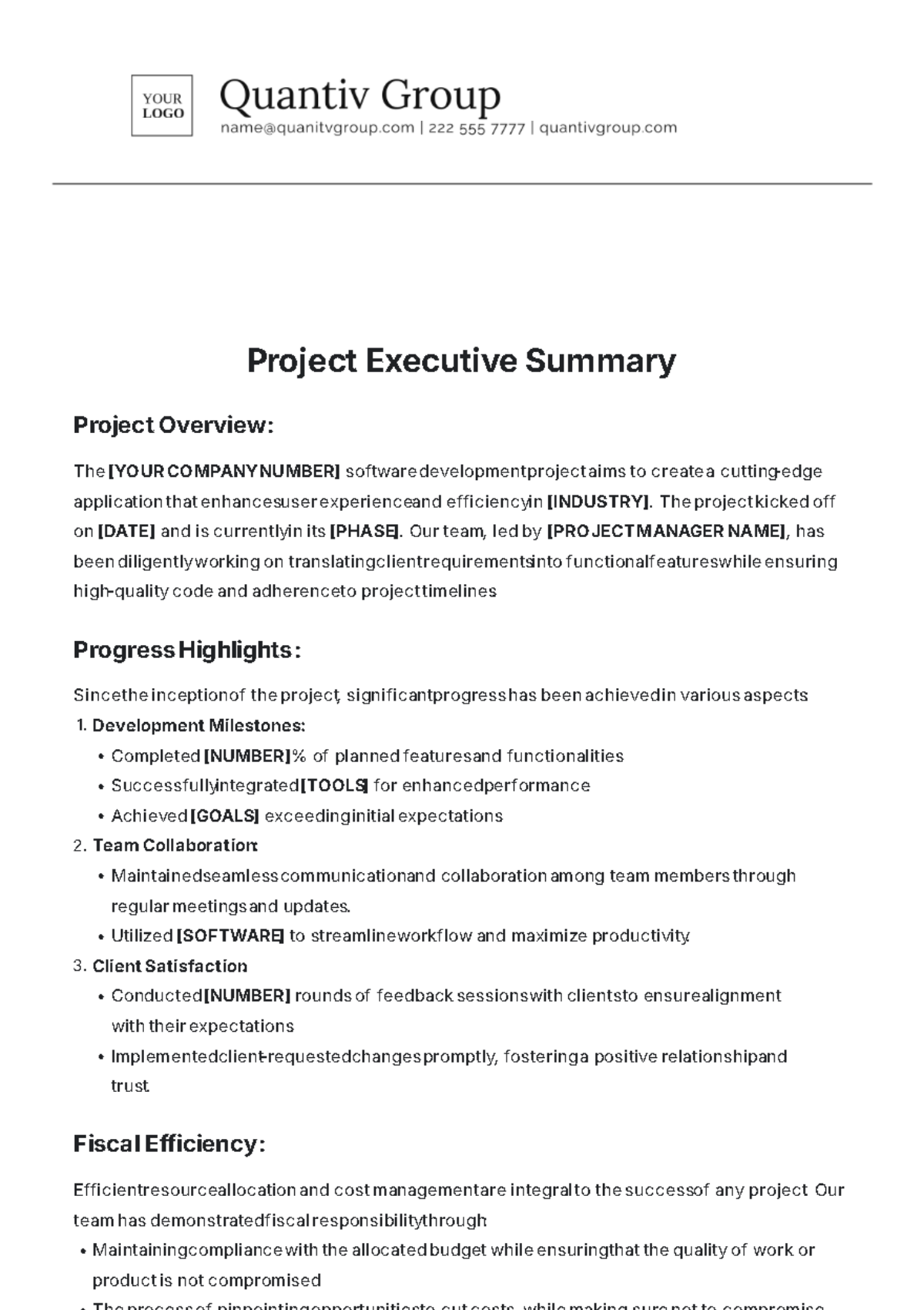 Project Executive Summary Template - Edit Online & Download