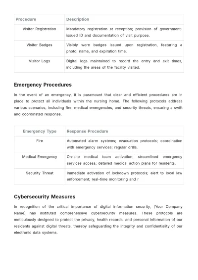 Free Nursing Home Building Security Protocol Template to Edit Online