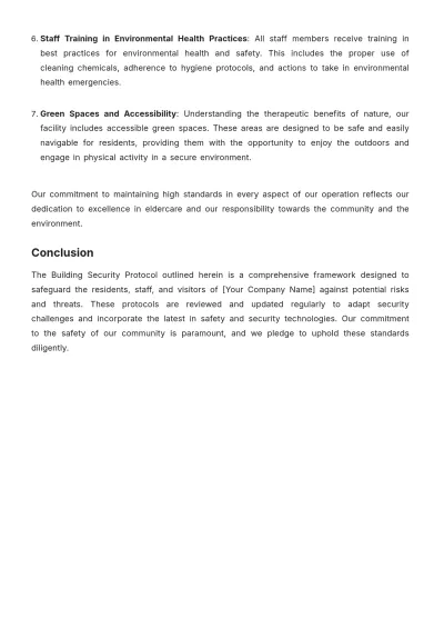 Free Nursing Home Building Security Protocol Template to Edit Online