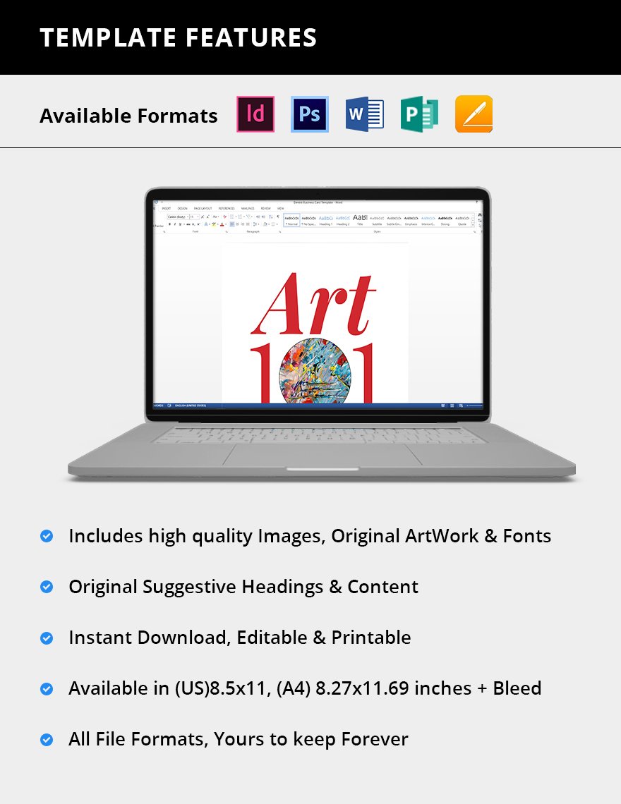 Art Exhibition Catalogue Template in InDesign Publisher Pages Word