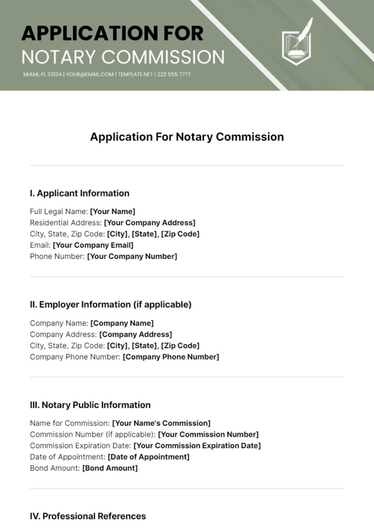 Application For Notary Commission Template